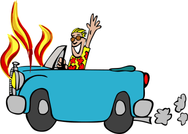 car on fire cartoon