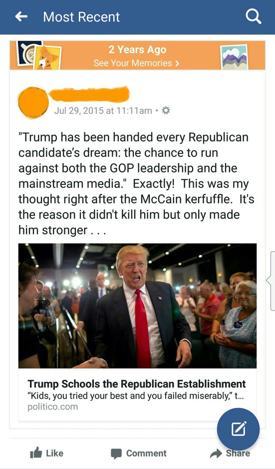 FB memory Trump primary