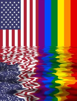 rainbow &amp; US flag